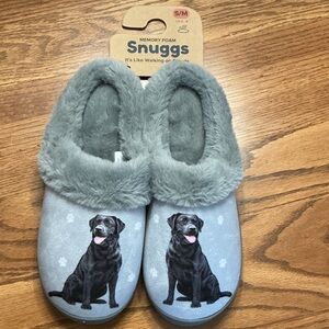 Snuggs Black Dog Memory Foam Slippers